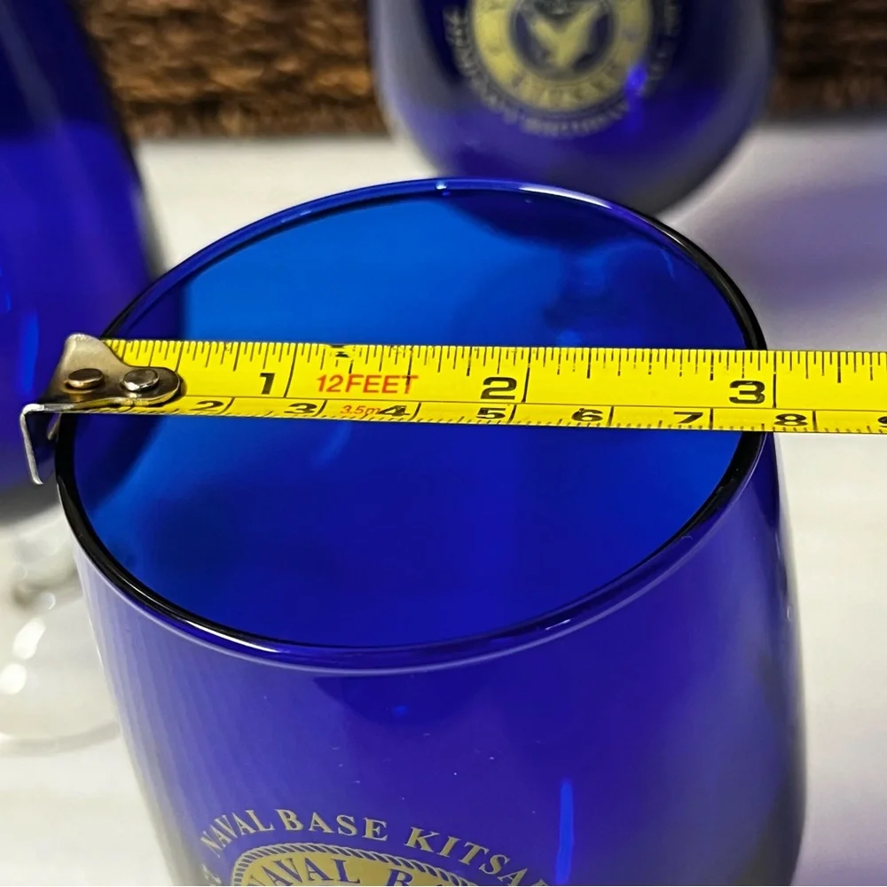 Vintage Naval Base Kitsap 232nd Navy Birthday Ball 2007 Cobalt Blue Wine Glasses